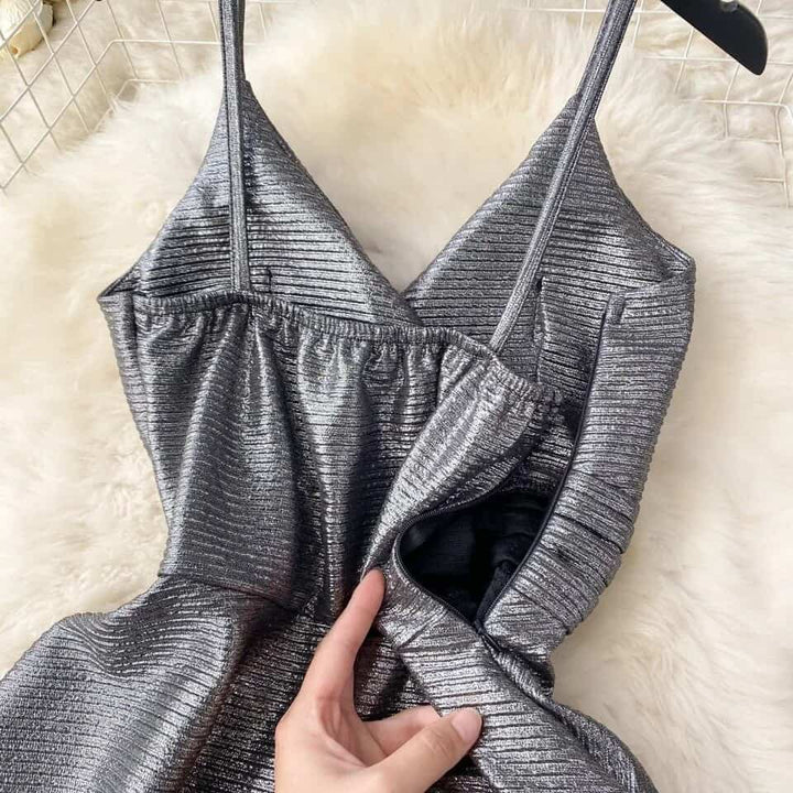 Ginny metallic skater dress