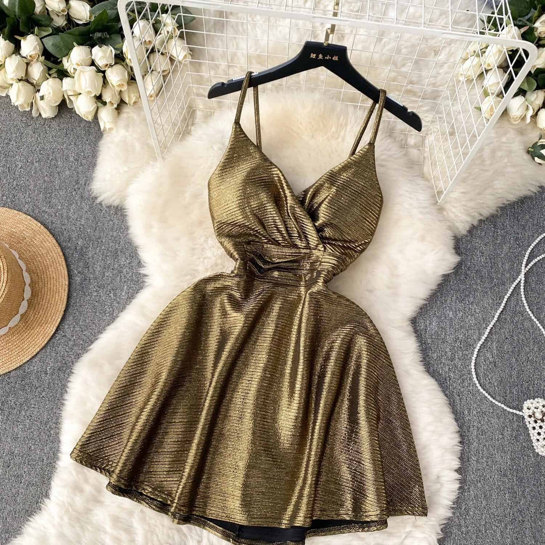 Ginny metallic skater dress