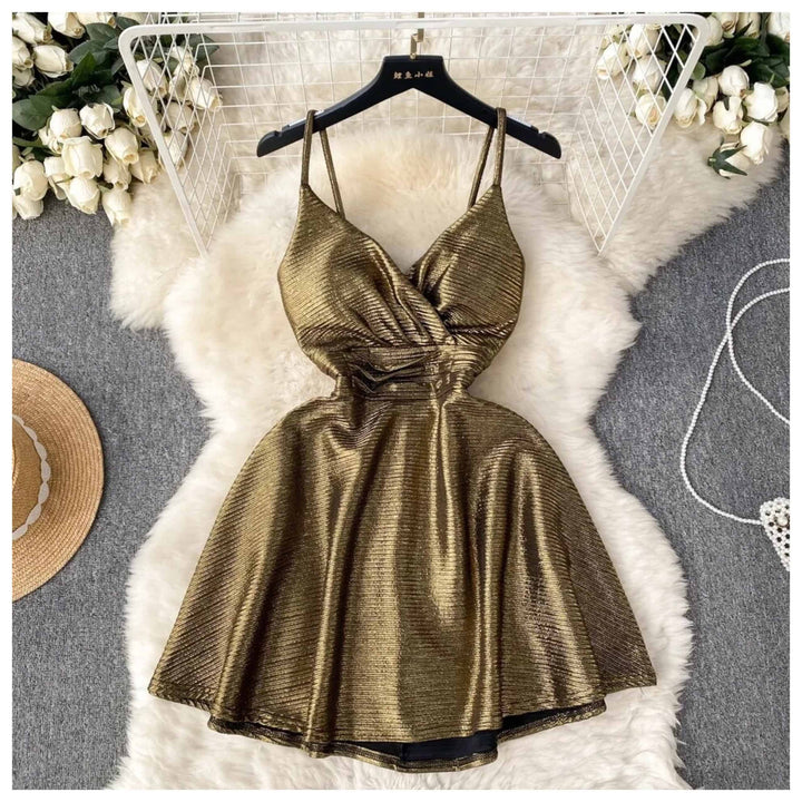 Ginny metallic skater dress