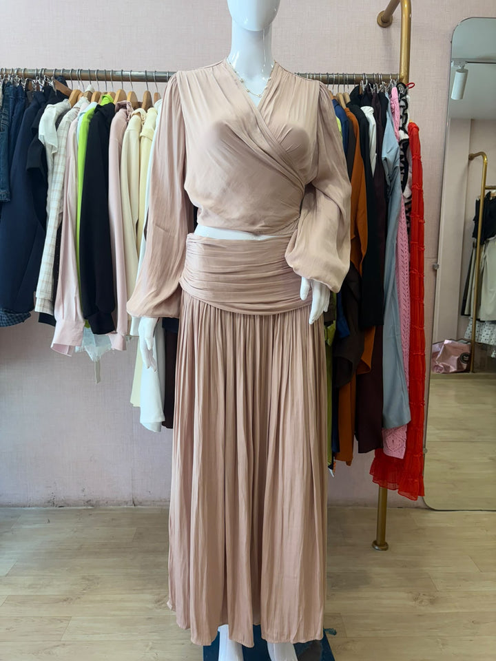 Kennedy criss cross top with pleated skirt