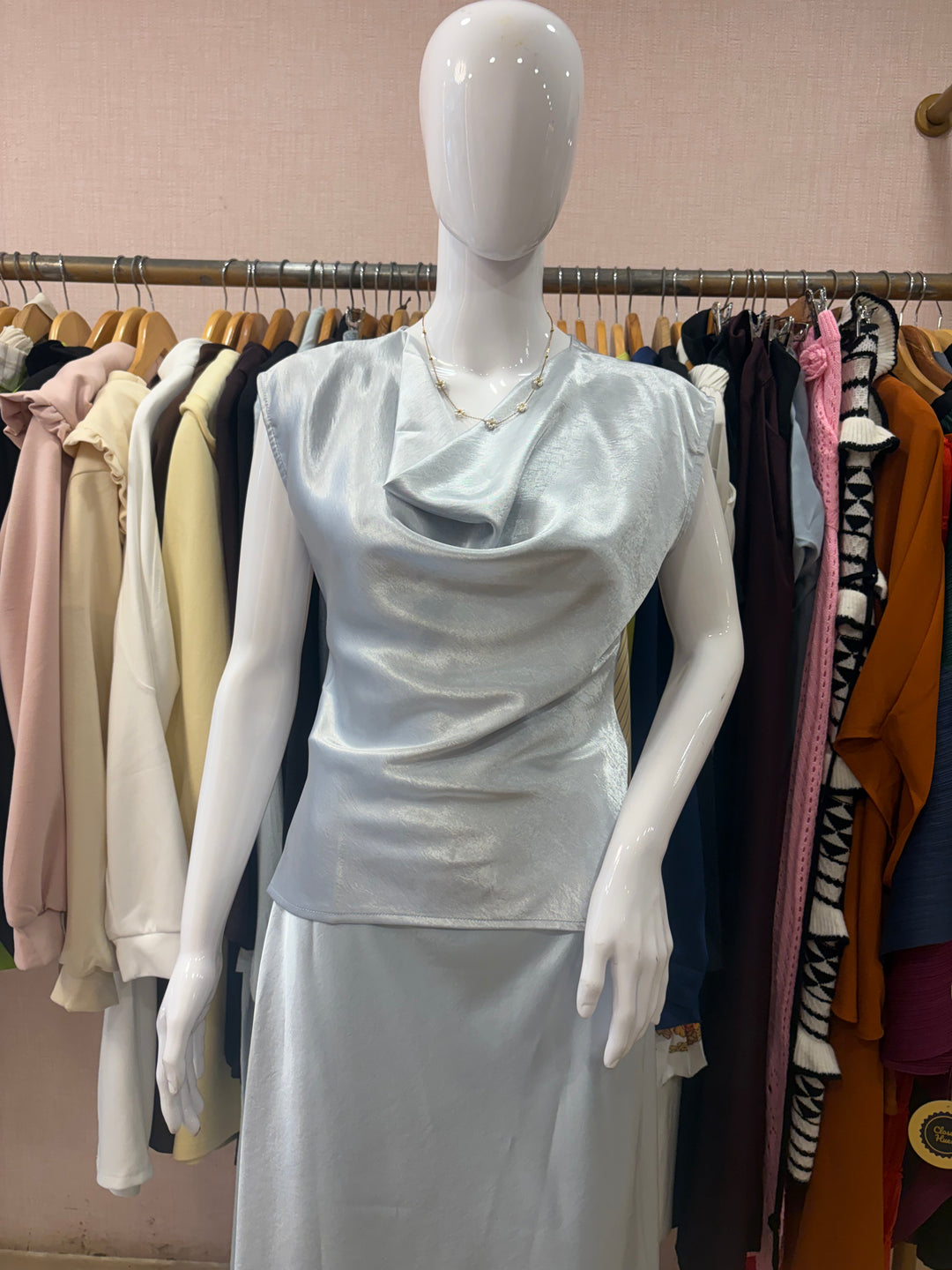 Paisley coord set with cowl neck top