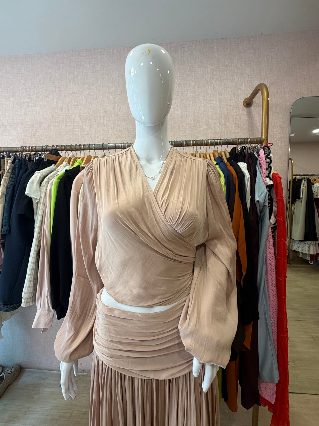 Kennedy criss cross top with pleated skirt