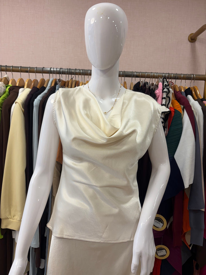 Paisley coord set with cowl neck top